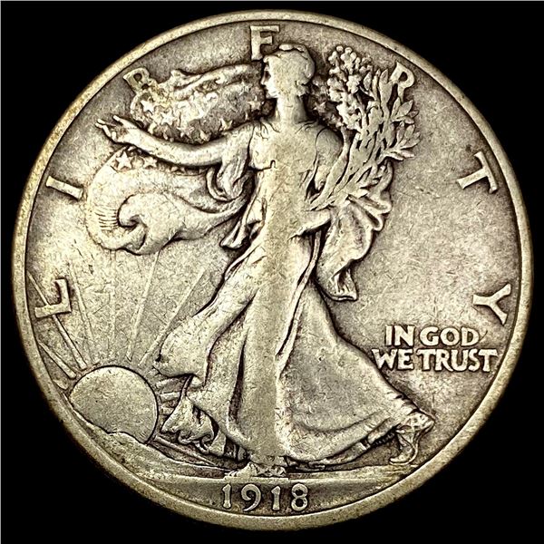 1918-D Walking Liberty Half Dollar ABOUT  UNCIRCULATED