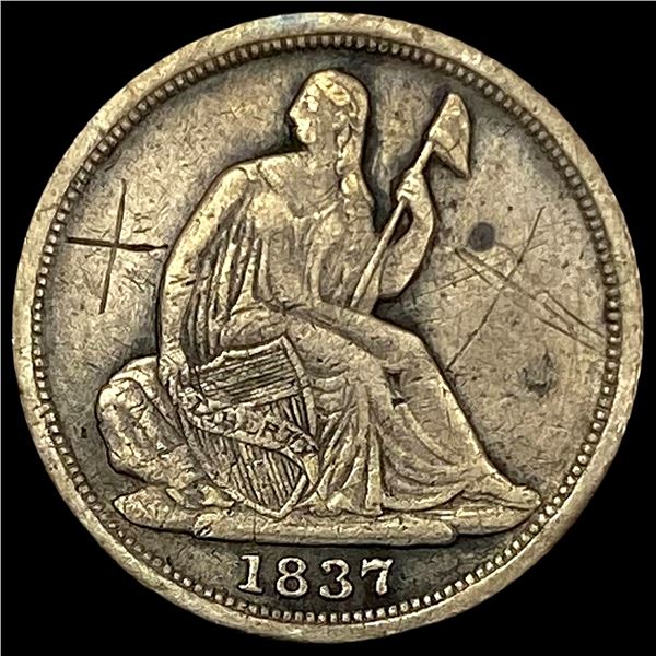 1837 Seated Liberty Half Dime No Stars HIGH  GRADE