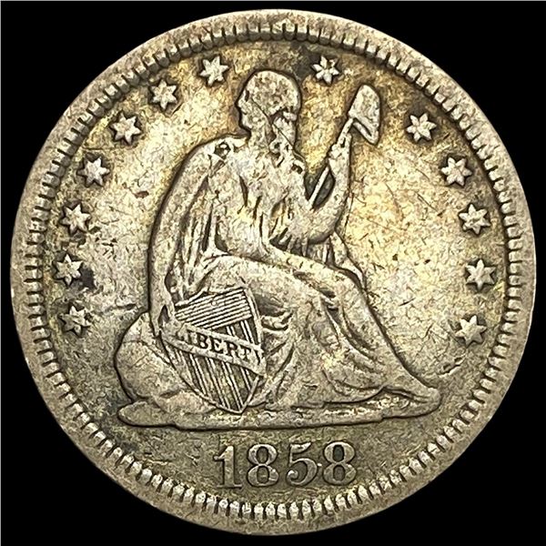 1858 Silver Seated Liberty Quarter LIGHTLY  CIRCULATED