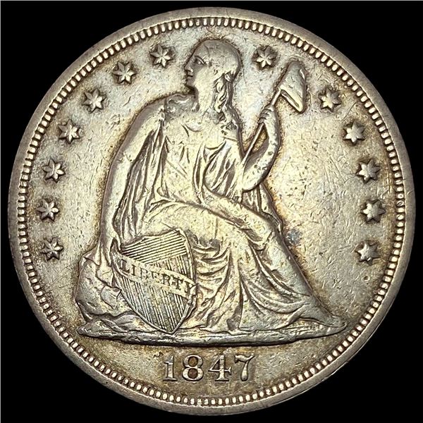 1847 Seated Liberty Silver Dollar LIGHTLY  CIRCULATED