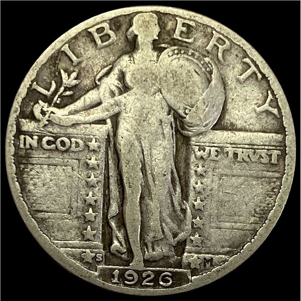 1926-S Silver Standing Liberty Quarter  LIGHTLY CIRCULATED