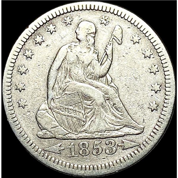 1853 Arrows/Rays Seated Liberty Quarter  LIGHTLY CIRCULATED