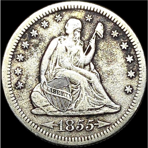 1855-S Silver Seated Liberty Quarter NICELY  CIRCULATED