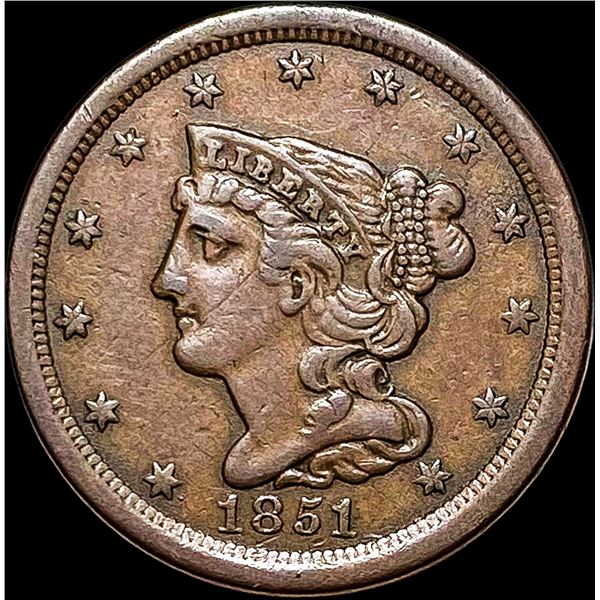 1851 Braided Hair Half Cent NEARLY  UNCIRCULATED