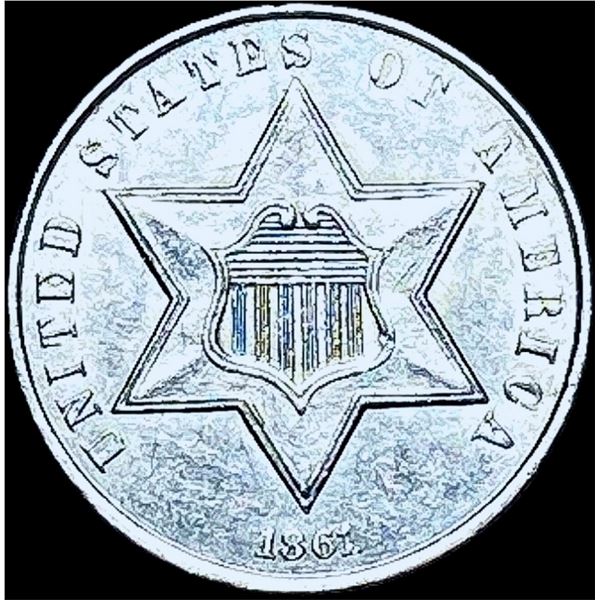 1861 Silver Three-Cent Piece CHOICE AU
