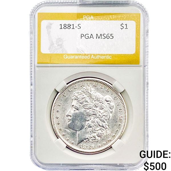 1881-S Morgan Silver Dollar PGA MS65