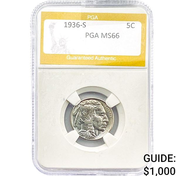 1936-S Buffalo Nickel PGA MS66