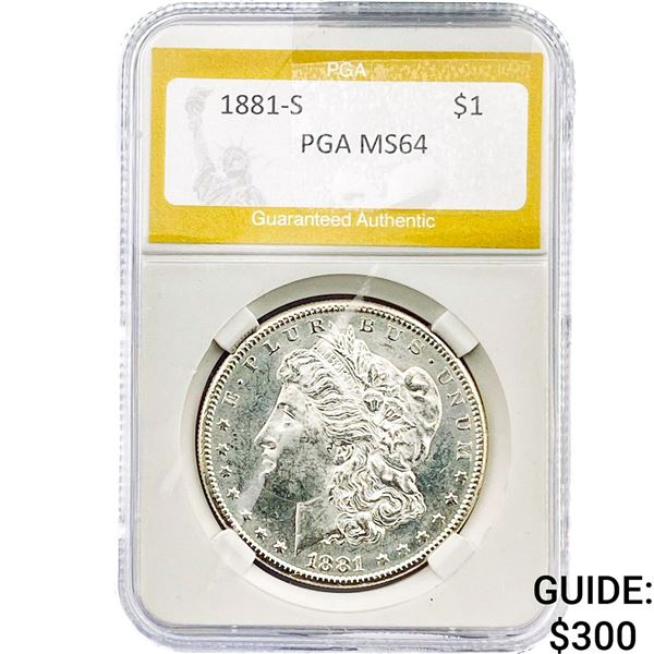 1881-S Morgan Silver Dollar PGA MS64