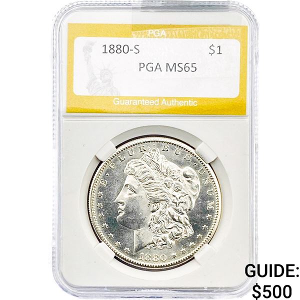1880-S Morgan Silver Dollar PGA MS65