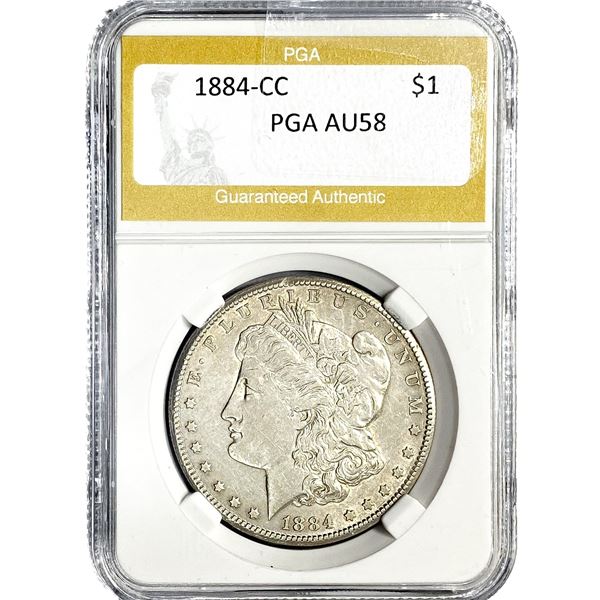 1884-CC Morgan Silver Dollar PGA AU58