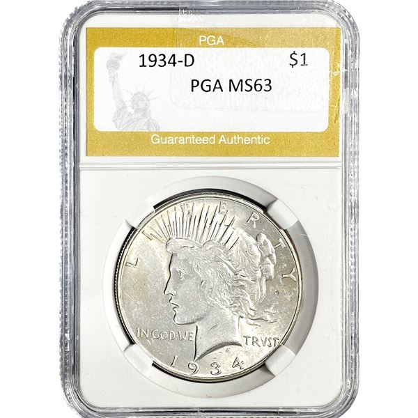1934-D Silver Peace Dollar PGA MS63