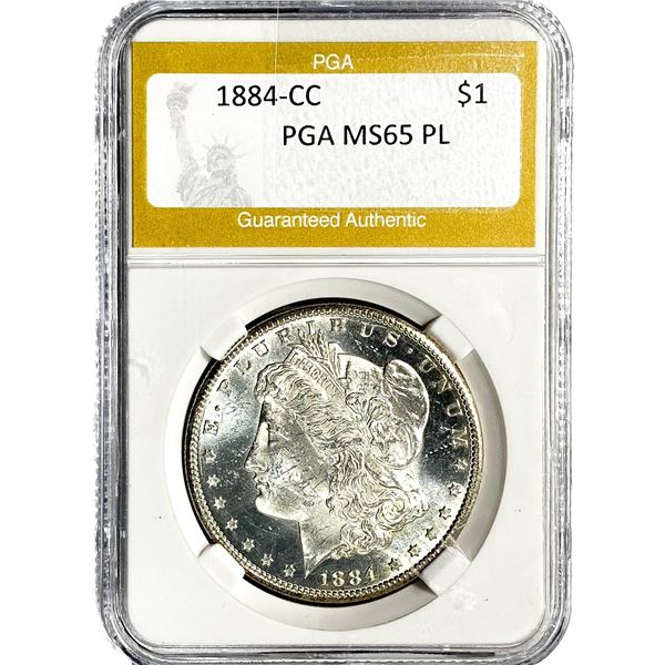 1884-CC Morgan Silver Dollar PGA MS65 PL