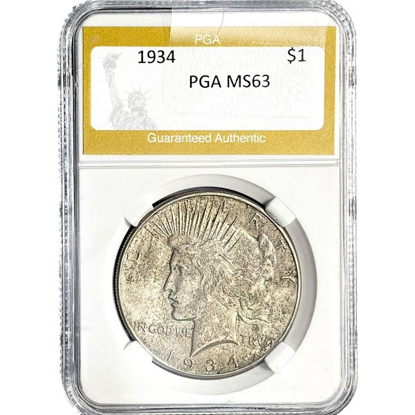 1934 Silver Peace Dollar PGA MS63