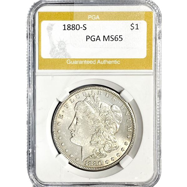 1880-S Morgan Silver Dollar PGA MS65