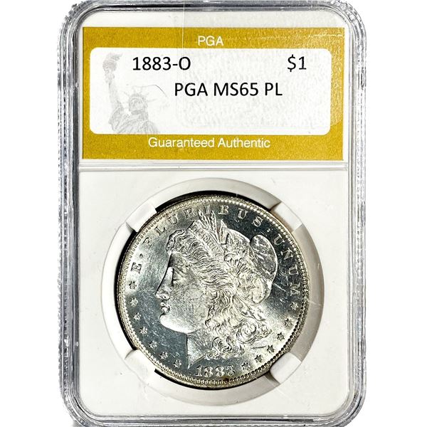 1883-O Morgan Silver Dollar PGA MS65 PL