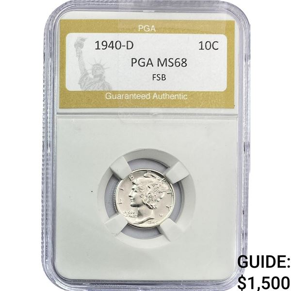 1940-D Mercury Silver Dime PGA MS68 FSB