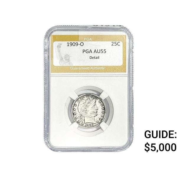 1909-O Barber Quarter PGA AU55 Detail