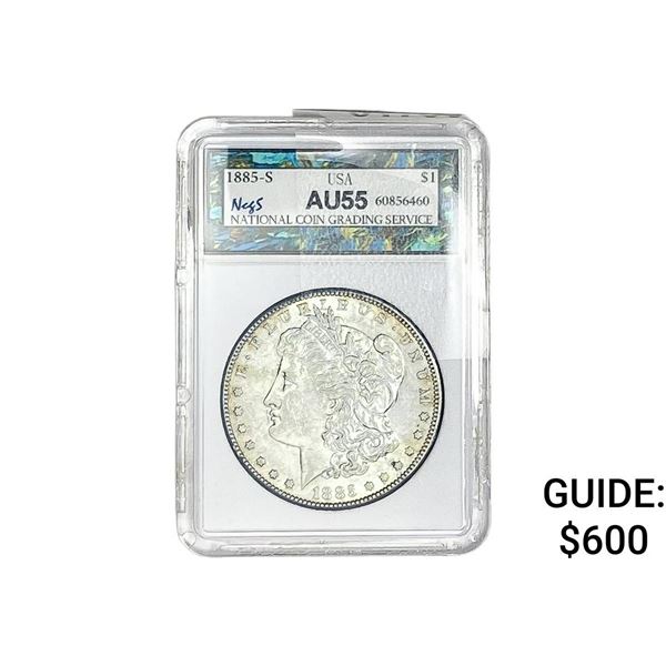 1885-S Morgan Silver Dollar NCGS AU55