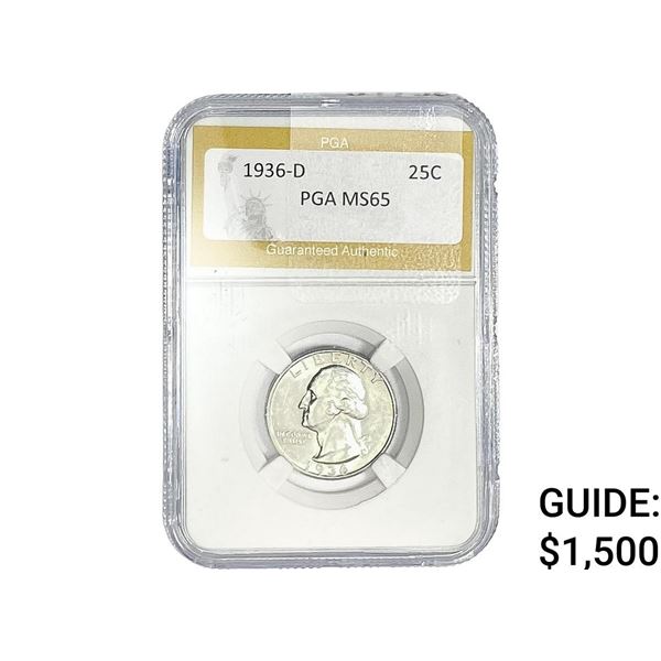 1936-D Washington Silver Quarter PGA MS65