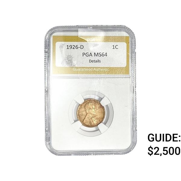 1926-D Wheat Cent PGA MS64 Detail