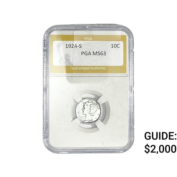1924-S Mercury Silver Dime PGA MS63