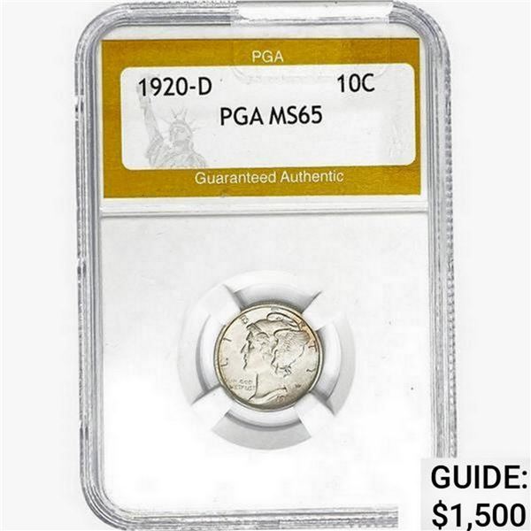 1920-D Mercury Silver Dime PGA MS65