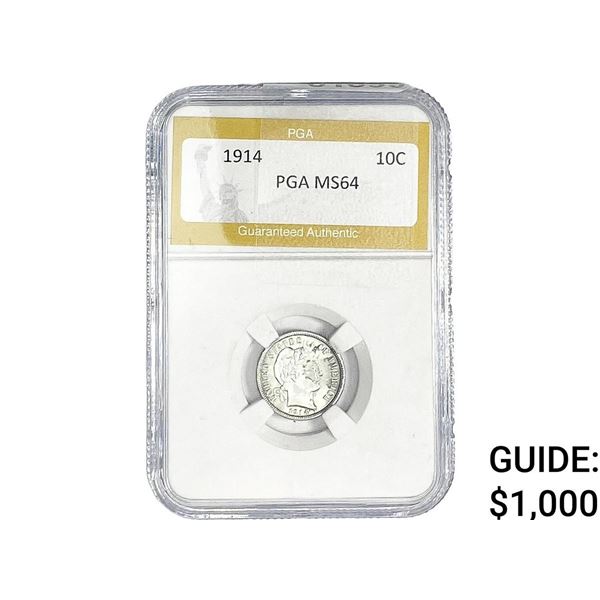 1914 Barber Dime PGA MS64