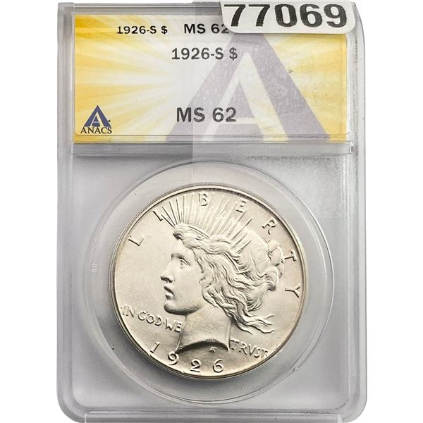 1926-S Silver Peace Dollar ANACS MS62