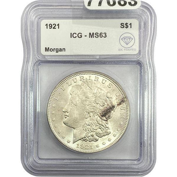 1921 Morgan Silver Dollar ICG MS63