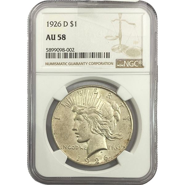1926-D Silver Peace Dollar NGC AU58