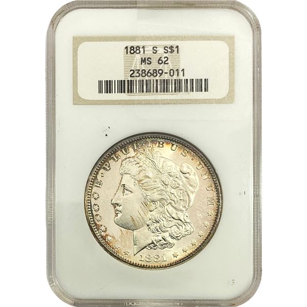 1881-S Morgan Silver Dollar NGC MS62