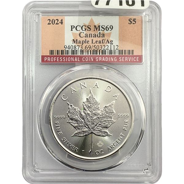 2024 Canadian Maple Leaf 1oz Silver PCGS MS69