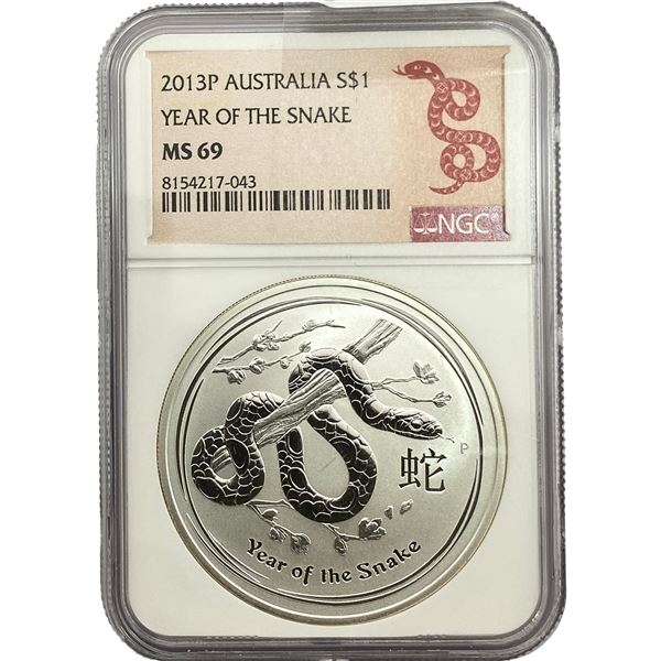 2013P Australia Year of The Snake 1oz Silver NGC MS69