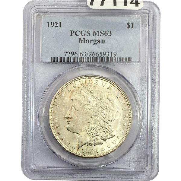 1921 Morgan Silver Dollar PCGS MS63