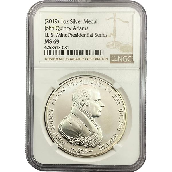 2019 John Quincy Adams 1oz Silver Medal NGC MS69