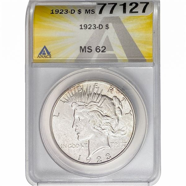 1923-D Silver Peace Dollar ANACS MS62