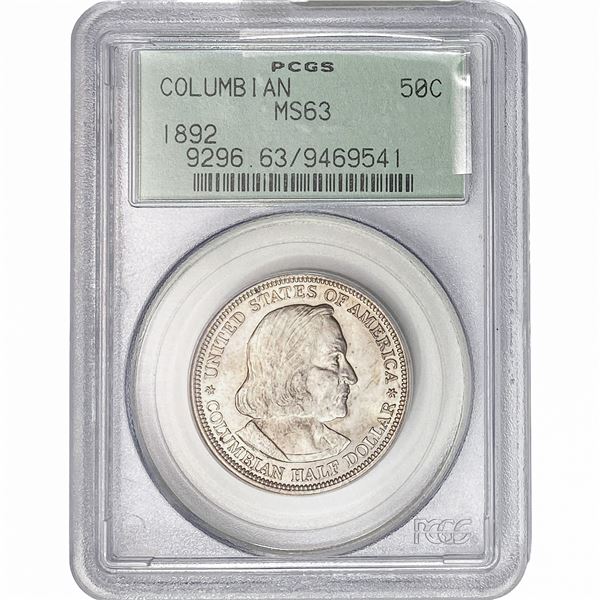 1892 Columbian Expo Half Dollar PCGS MS63