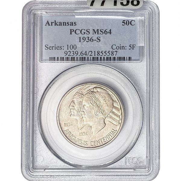 1936-S Arkansas Half Dollar PCGS MS64