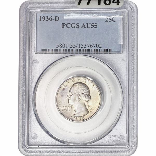 1936-D Washington Silver Quarter PCGS AU55