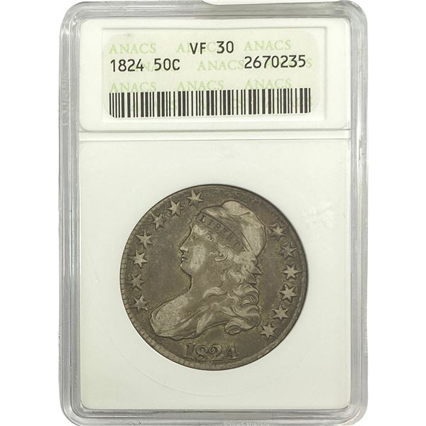 1824 Capped Bust Half Dollar ANACS VF30