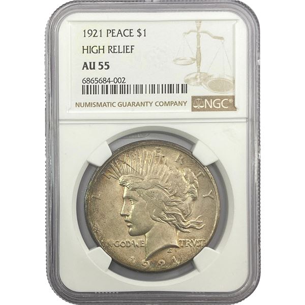 1921 Silver Peace Dollar NGC AU55