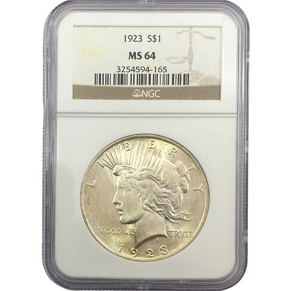 1923 Silver Peace Dollar NGC MS64