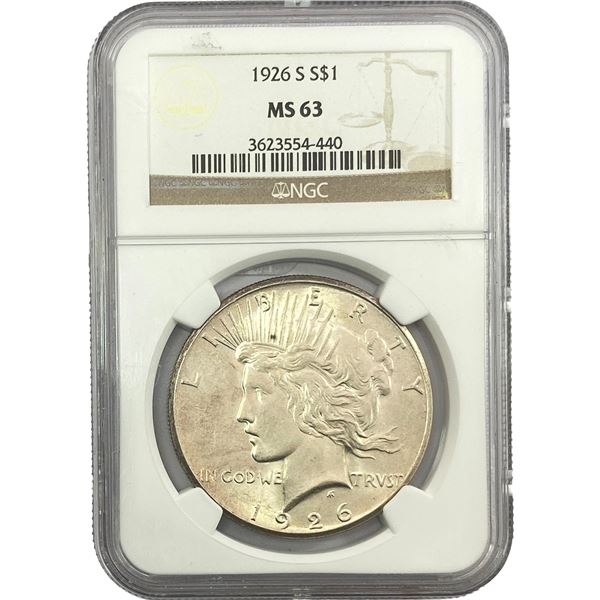 1926-S Silver Peace Dollar NGC MS63