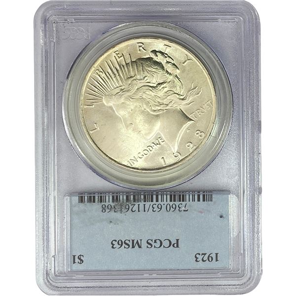 1923 Silver Peace Dollar PCGS MS63