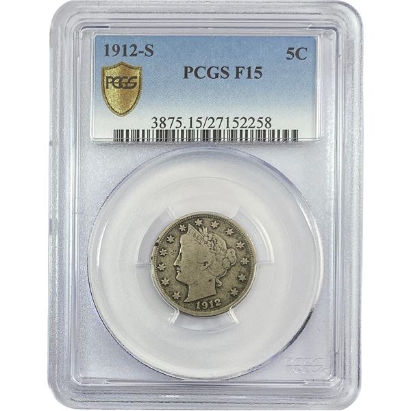 1912-S Barber Nickel PCGS F15
