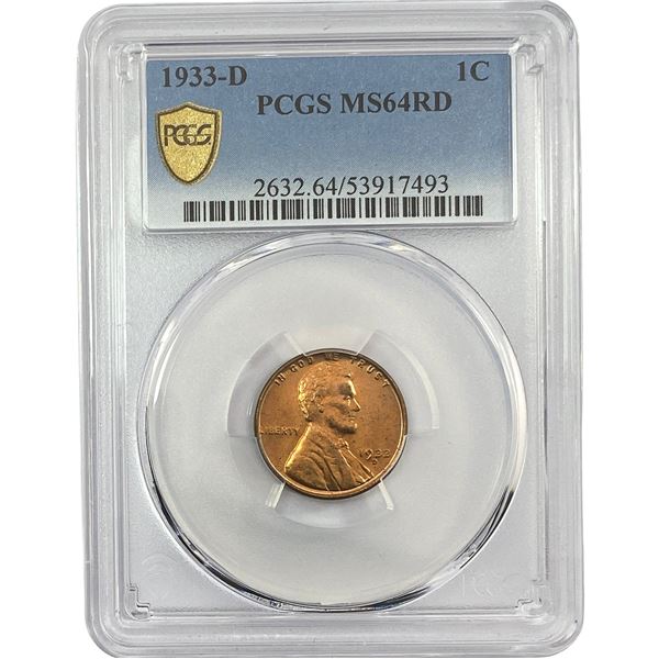 1933-D Wheat Cent PCGS MS64 RD