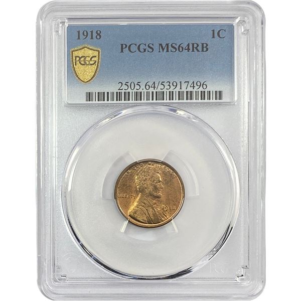 1918 Wheat Cent PCGS MS64 RB