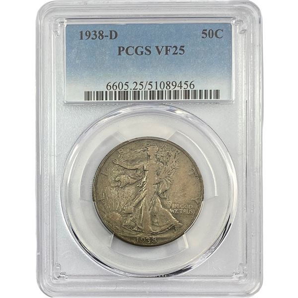 1938-D Walking Liberty Half Dollar PCGS VF25