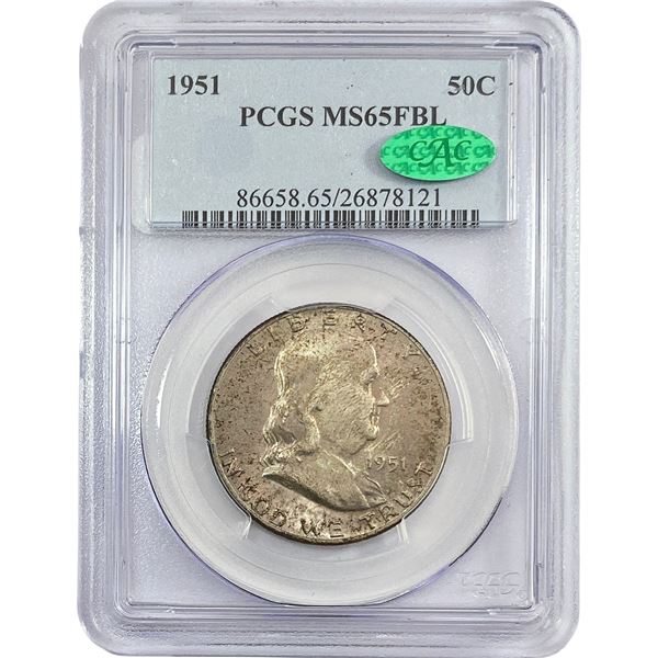 1951 CAC Franklin Half Dollar PCGS MS65 FBL