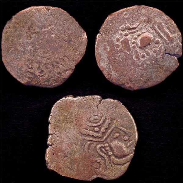 [3 Coins] 780-980 Pratihara Empire Silver Drachm NEARLY UNCIRCULATED